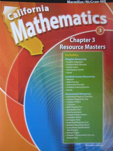 (image for) California Mathematics 3 Chapter 3 Resource Masters (CA)(P)