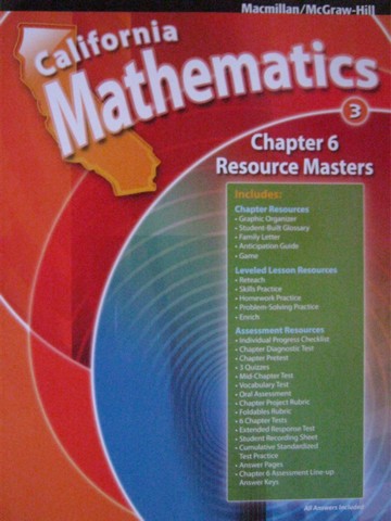 (image for) California Mathematics 3 Chapter 6 Resource Masters (CA)(P)