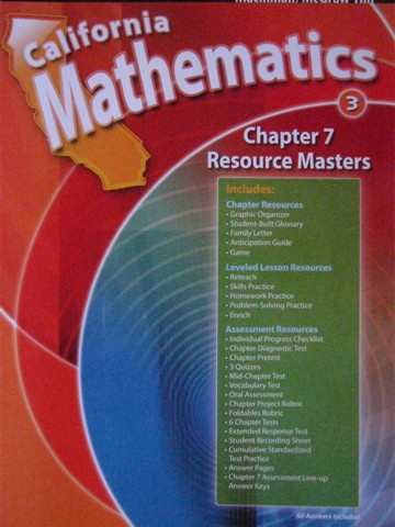 (image for) California Mathematics 3 Chapter 7 Resource Masters (CA)(P)