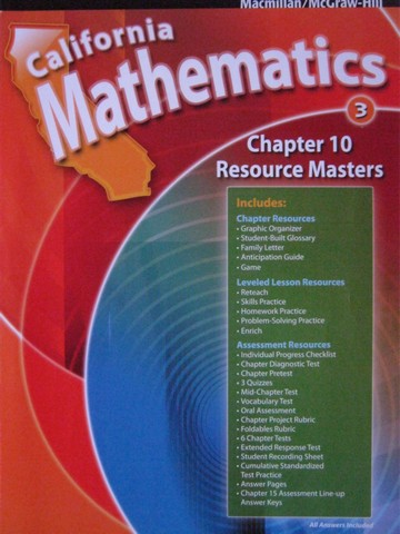 (image for) California Mathematics 3 Chapter 10 Resource Masters (CA)(P)