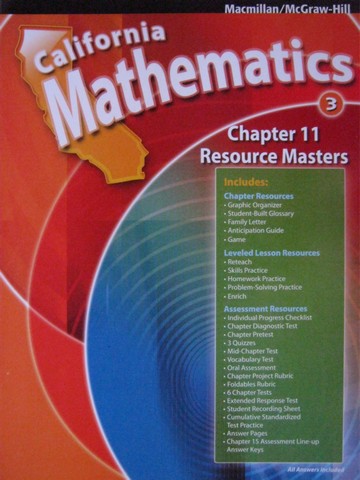 (image for) California Mathematics 3 Chapter 11 Resource Masters (CA)(P)
