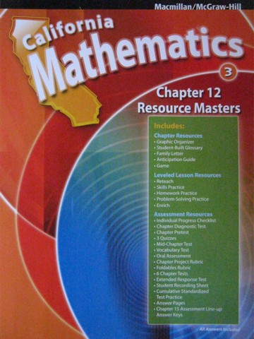 (image for) California Mathematics 3 Chapter 12 Resource Masters (CA)(P)