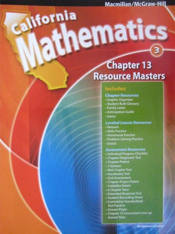 (image for) California Mathematics 3 Chapter 13 Resource Masters (CA)(P)