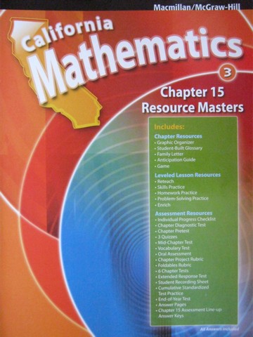 (image for) California Mathematics 3 Chapter 15 Resource Masters (CA)(P)