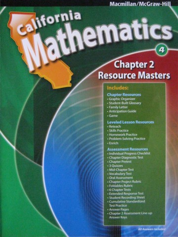(image for) California Mathematics 4 Chapter 2 Resource Masters (CA)(P)