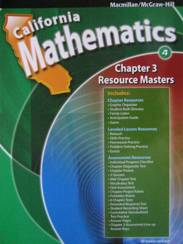 (image for) California Mathematics 4 Chapter 3 Resource Masters (CA)(P)