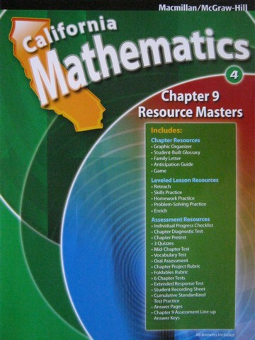 (image for) California Mathematics 4 Chapter 9 Resource Masters (CA)(P)