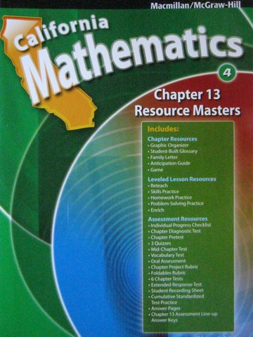 (image for) California Mathematics 4 Chapter 13 Resource Masters (CA)(P)