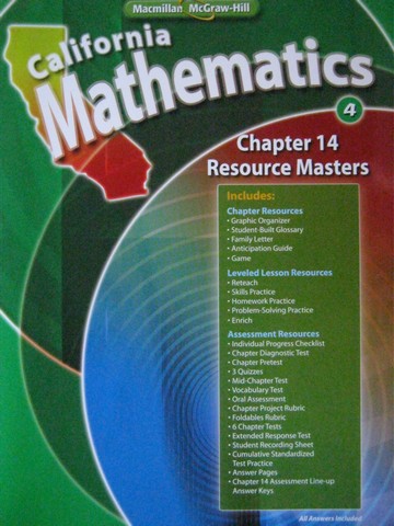 (image for) California Mathematics 4 Chapter 14 Resource Masters (CA)(P)