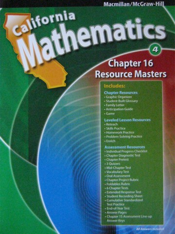 (image for) California Mathematics 4 Chapter 16 Resource Masters (CA)(P)