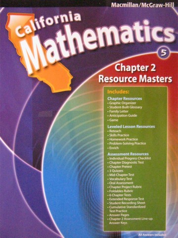 (image for) California Mathematics 5 Chapter 2 Resource Masters (CA)(P)