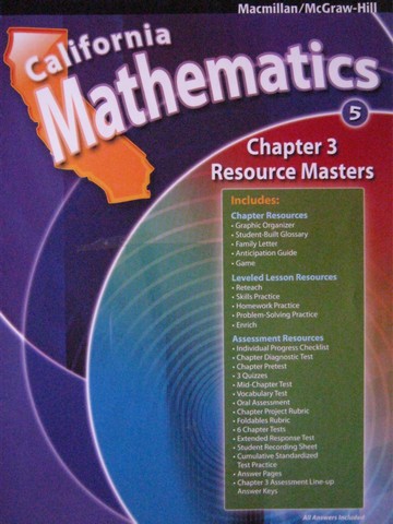 (image for) California Mathematics 5 Chapter 3 Resource Masters (CA)(P)