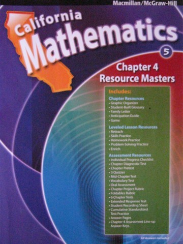 (image for) California Mathematics 5 Chapter 4 Resource Masters (CA)(P)