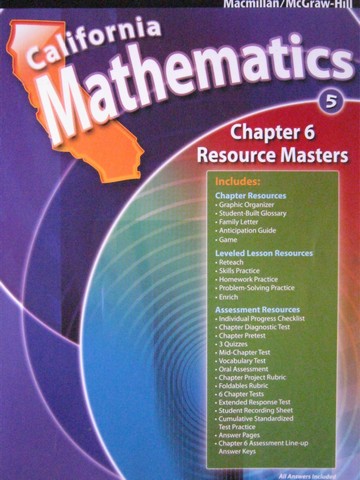 (image for) California Mathematics 5 Chapter 6 Resource Masters (CA)(P)