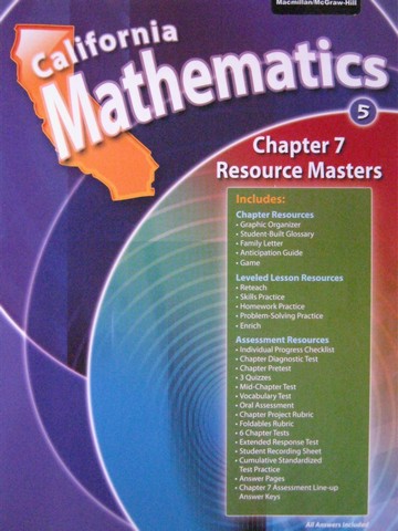 (image for) California Mathematics 5 Chapter 7 Resource Masters (CA)(P)