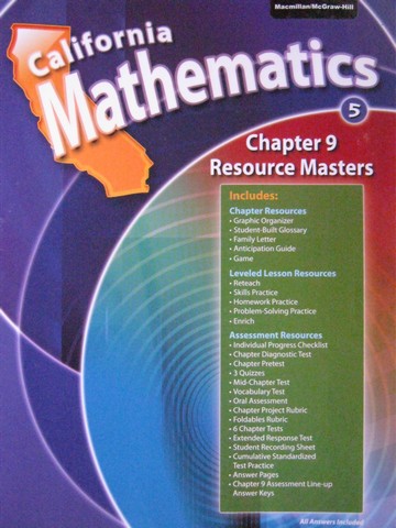 (image for) California Mathematics 5 Chapter 9 Resource Masters (CA)(P)