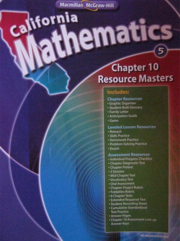 (image for) California Mathematics 5 Chapter 10 Resource Masters (CA)(P)