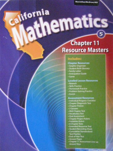 (image for) California Mathematics 5 Chapter 11 Resource Masters (CA)(P)