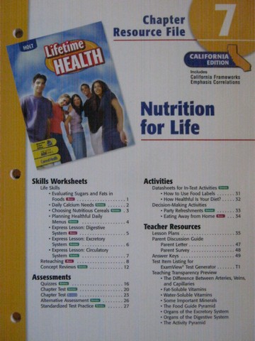 (image for) Lifetime Health Chapter Resource File 7 (CA)(P)