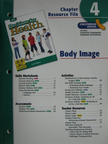 (image for) Decisions for Health Level Green Chapter Resource File 4 (CA)(P)