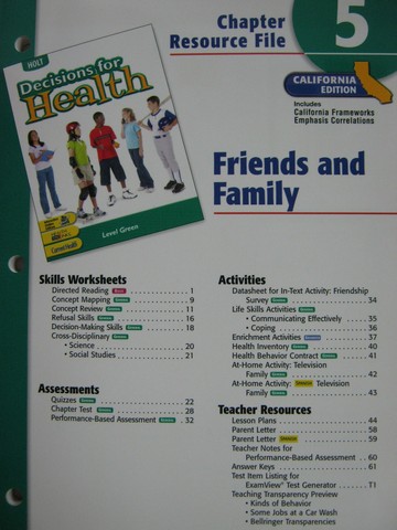 (image for) Decisions for Health Level Green Chapter Resource File 5 (CA)(P)