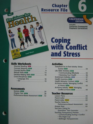 (image for) Decisions for Health Level Green Chapter Resource File 6 (CA)(P)