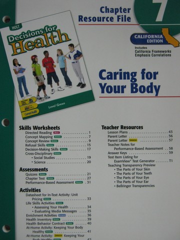 (image for) Decisions for Health Level Green Chapter Resource File 7 (CA)(P)