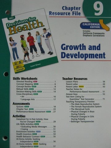 (image for) Decisions for Health Level Green Chapter Resource File 9 (CA)(P)