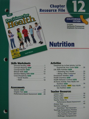 (image for) Decisions for Health Level Green Chapter Resource File 12 (CA)(P