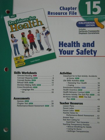 (image for) Decisions for Health Level Green Chapter Resource File 15 (CA)(P