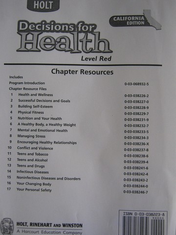 (image for) Decisions for Health Level Red Chapter Resources Pack (CA)(Pk)