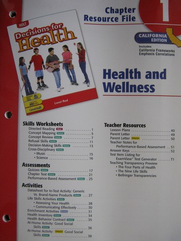 (image for) Decisions for Health Level Red Chapter Resource File 1 (CA)(P)