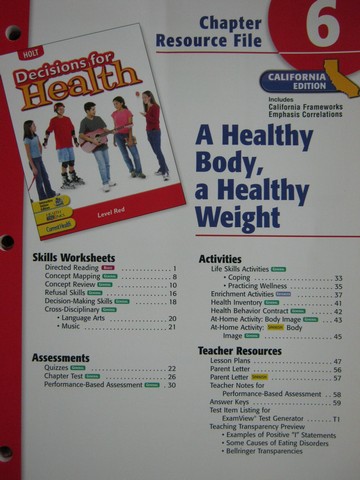 (image for) Decisions for Health Level Red Chapter Resource File 6 (CA)(P)