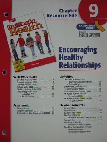 (image for) Decisions for Health Level Red Chapter Resource File 9 (CA)(P)