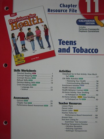 (image for) Decisions for Health Level Red Chapter Resource File 11 (CA)(P)