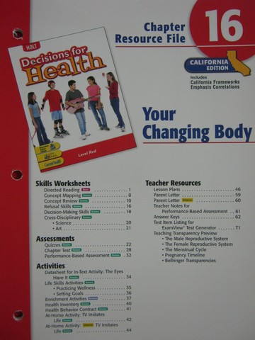 (image for) Decisions for Health Level Red Chapter Resource File 16 (CA)(P)