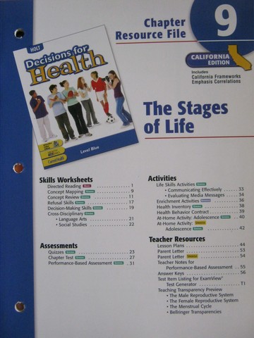 (image for) Decisions for Health Level Blue Chapter Resource File 9 (CA)(P)