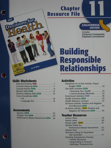 (image for) Decisions for Health Level Blue Chapter Resource File 11 (CA)(P)