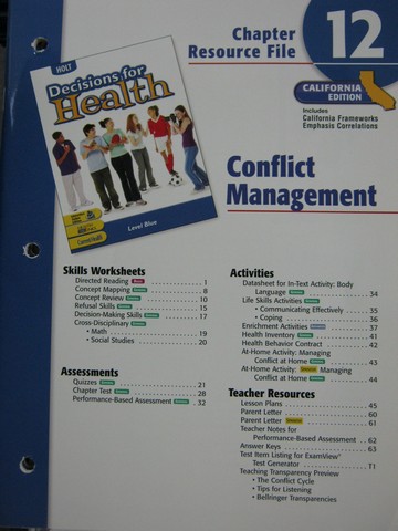 (image for) Decisions for Health Level Blue Chapter Resource File 12 (CA)(P)