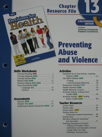 (image for) Decisions for Health Level Blue Chapter Resource File 13 (CA)(P)
