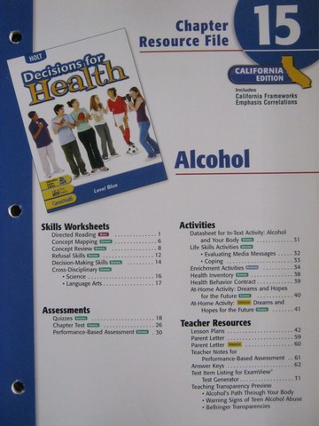 (image for) Decisions for Health Level Blue Chapter Resource File 15 (CA)(P)