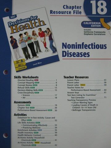 (image for) Decisions for Health Level Blue Chapter Resource File 18 (CA)(P)