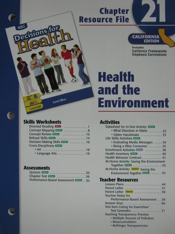 (image for) Decisions for Health Level Blue Chapter Resource File 21 (CA)(P)