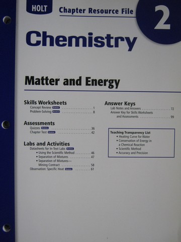 (image for) Holt Chemistry Chapter Resource File 2 (P)