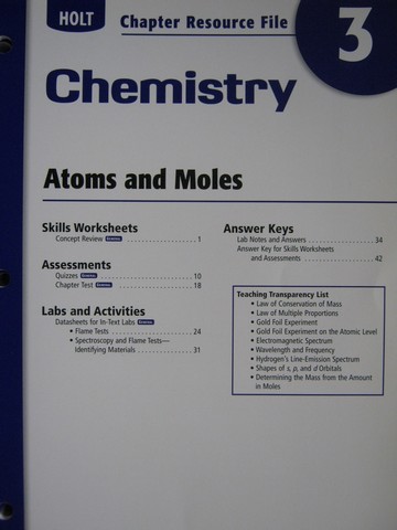 (image for) Holt Chemistry Chapter Resource File 3 (P)