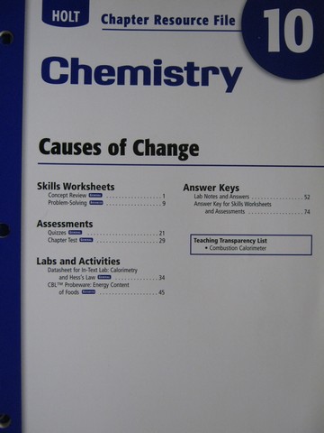 (image for) Holt Chemistry Chapter Resource File 10 (P)