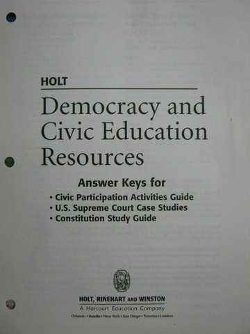 (image for) Democracy & Civic Education Resources Answer Keys (P)