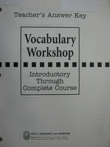 (image for) Vocabulary Workshop Teacher's Answers Key (TE)(P)
