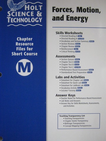 (image for) Forces Motion & Energy Chapter Resource Files (TE)(P)