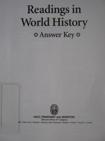 (image for) Readings in World History Answer Key (P)